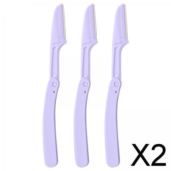 2x3 x Foldable Eyebrow Trimmer Razor Steel Blade Reusable for Men Women Purple