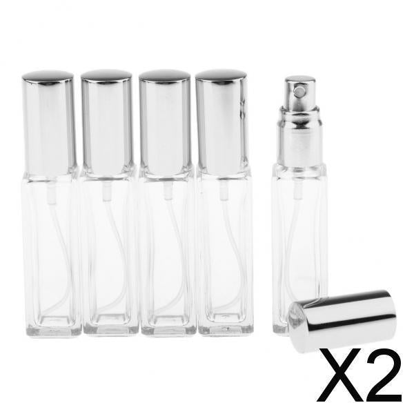 2x5x 8ml Refillable Perfume Atomizer Empty Spray Bottle Silver Cap