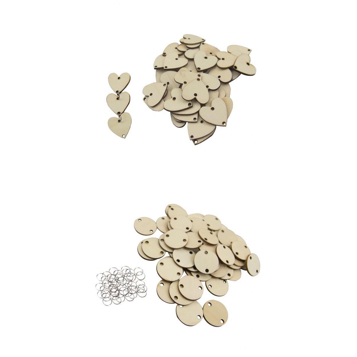 100pcs Plain Blank Solid Round Wooden Chips Circles Discs Board Tag Craft