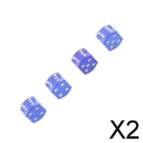 2x4Pcs Dice Motorcycle Car Truck Wheel Stem Air Valve Caps Covers Blue