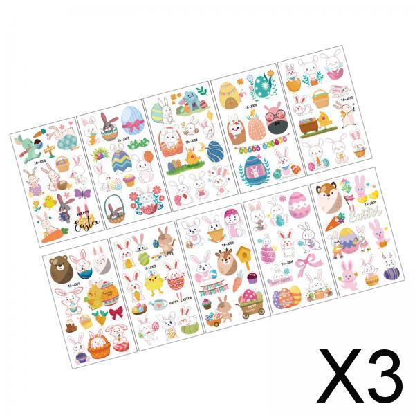 3xTemporary Stickers Waterproof Easter Basket Face Sticker for Paper Works