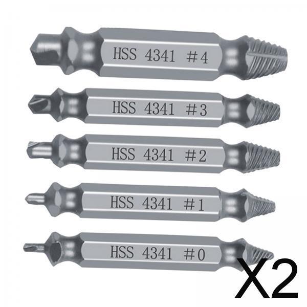 2x5 Pcs Broken Bolt Damage Screw Remover Extractor Drill Bits Stud Reverse Set