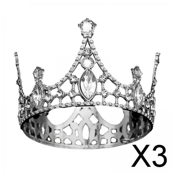 3xHairband Tiaras Modern Tiaras Headpieces for Themed Parties Wedding Birthday silver
