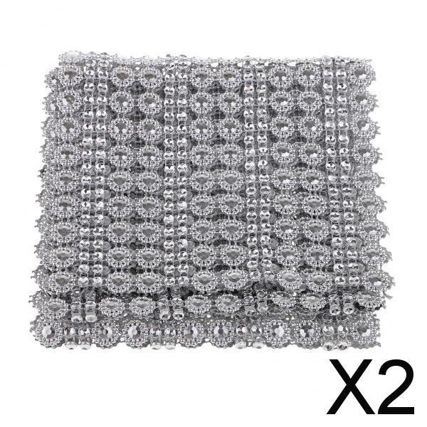 2x1 Yard 16 Rows Flower Diamond Mesh Wrap Rhinestone Ribbon Wedding Decoration