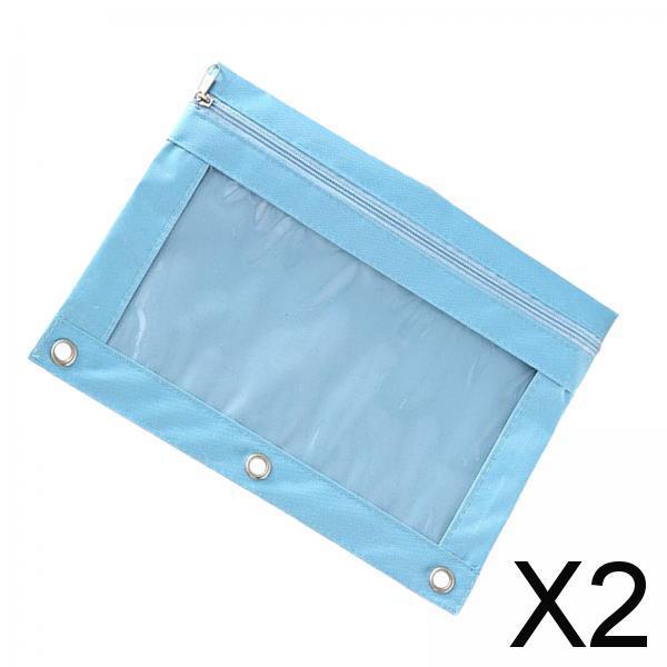 2xPencil Pouch Office Stationery Organizer Pencil Case for Children Teen Gifts Blue
