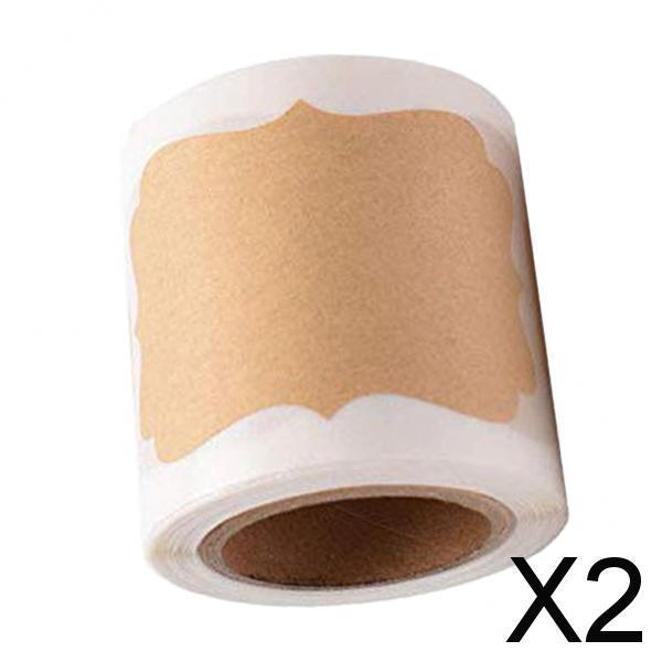 2x300pcs Blank Kraft Paper Self-Adhesive Label Seals Sticker for Hand Crafts