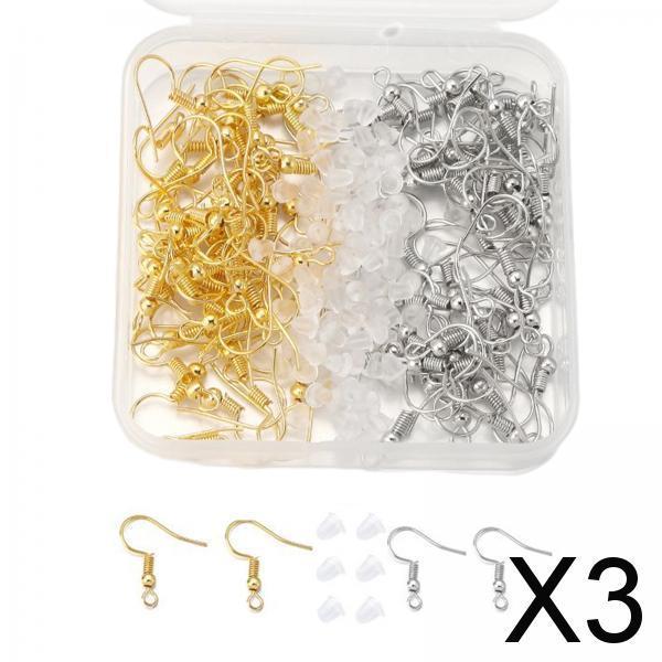 3xEarring Hooks DIY Jewelry Making Supplies Earring Backs Stoppers Silver
