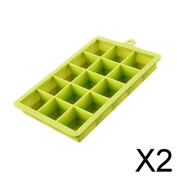 2xCubed Ice Maker Ice Cube Square Tray Mold Whiskey Cube Cocktails Silicone Green