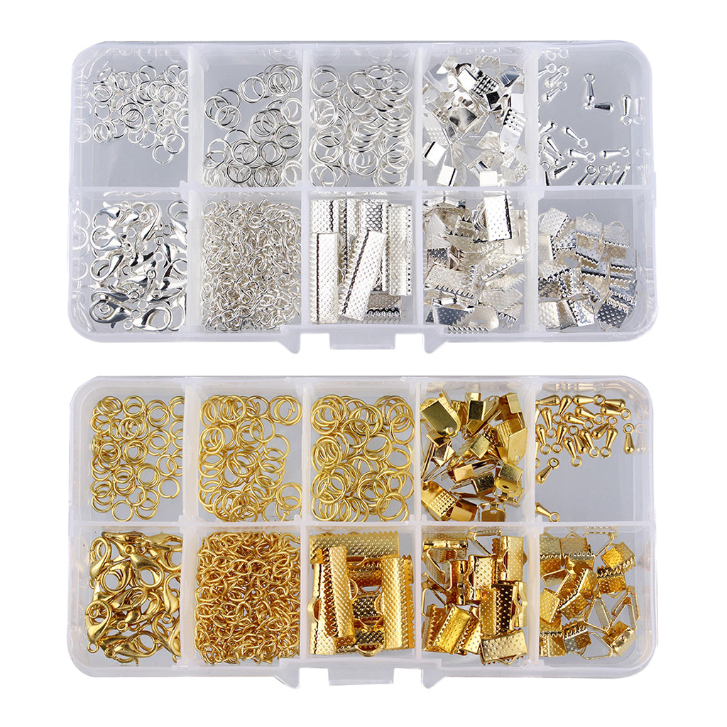 2 Set Jewelry Making Starter Kit Earring Bracelet Necklace DIY Gold & Silver