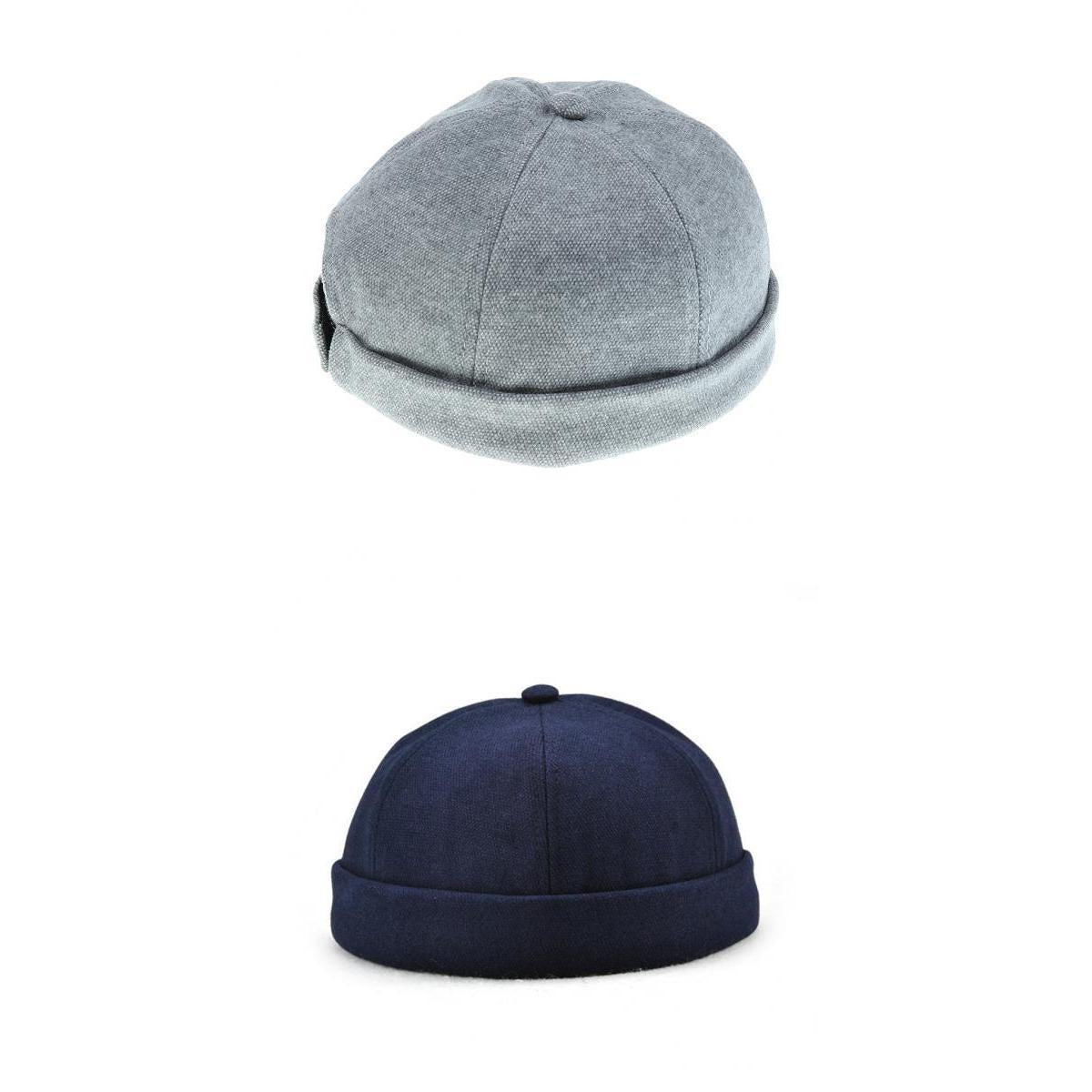 2Pcs/set Unisex Mens fashion Docker Retro Cap Skullcap Beanie Grey and blue