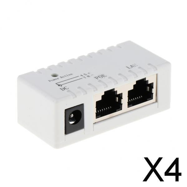 4xPOE Injector Splitter over Ethernet Adapter IP Camera LAN Network DC White