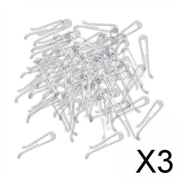 3x200Pcs Shirt Clips Sock Skirts Cloth Clip Transparent Plastic Alligator Clip Flat Toothless 38mm