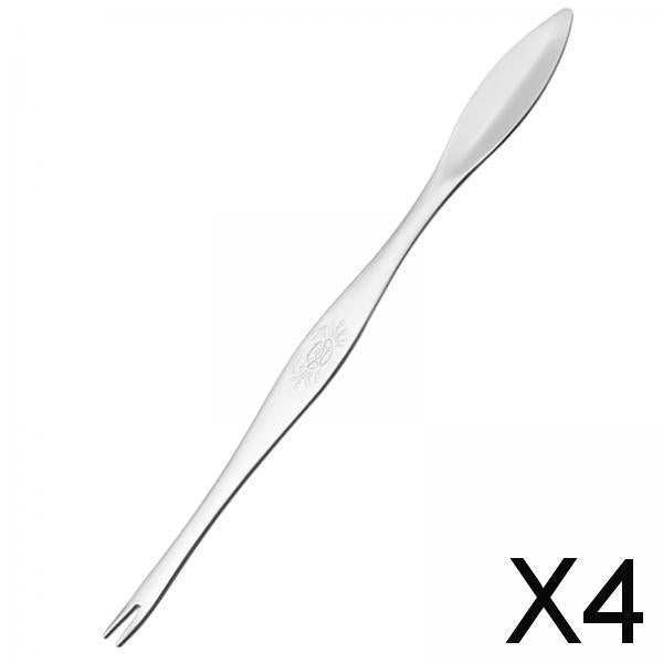 4xStainless Steel Crab Forks Dishwasher Safe Seafood Forks for Kitchen Gadgets Silver