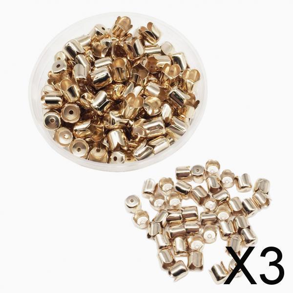 3x160 End Caps Jewelry Iron 10mm Cord End Cap Findings Golden
