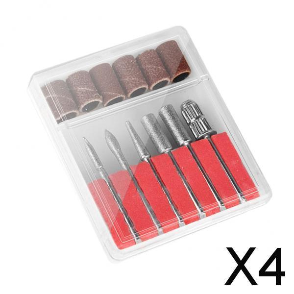4x12pcs 3/32'' Nail Drill Bits Cuticle Clean Sanding Bands Mandrel Bit Set