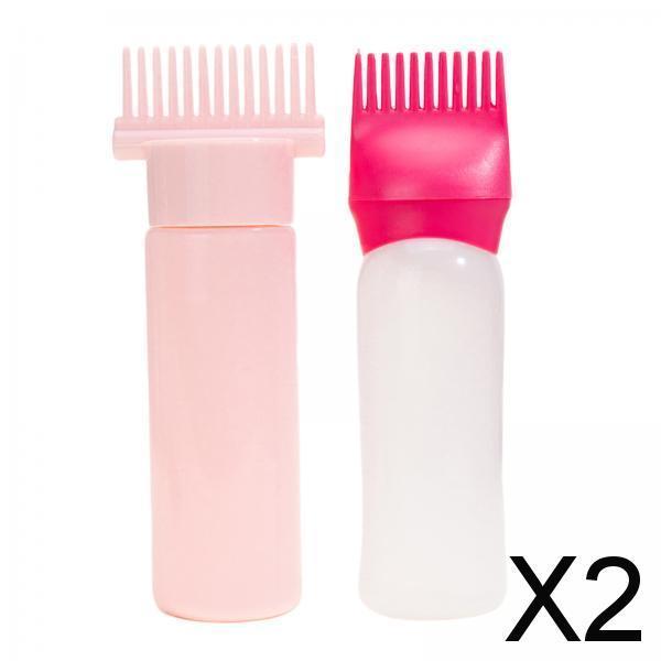 2x2x Root Comb Applicator Bottles Hair Dye Bottle Applicator Brushes for Salon Pink