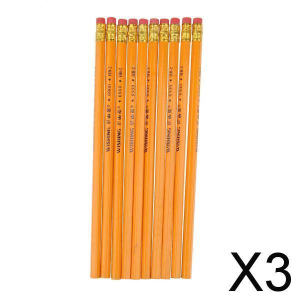3x10 Pcs HB No.2 Woodcase Pencils Office School Break Resistant Yellow Barrel