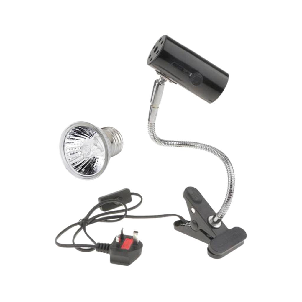 220V Reptile Lamp UVB/UVA Basking Light Halogen Bulb E27 UK Plug Black 100W
