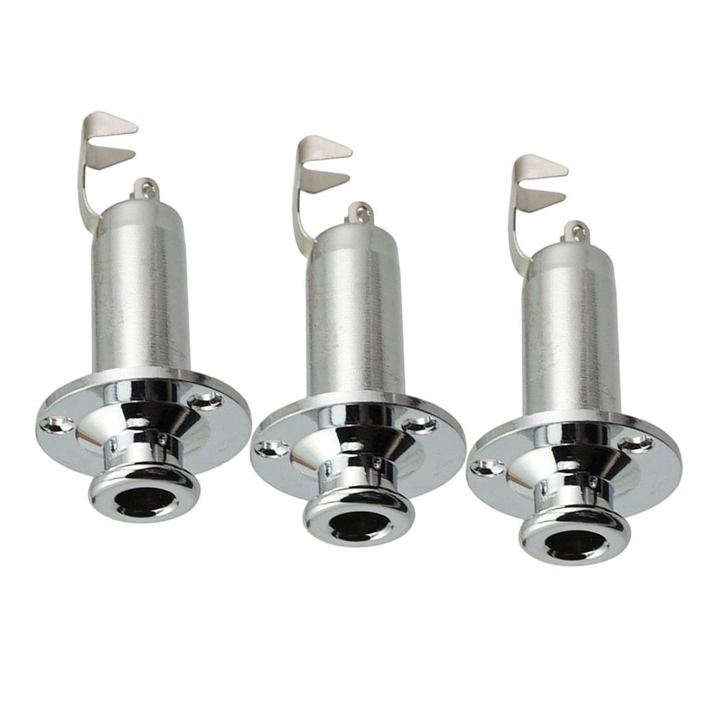 3PCS Brass 1/4 Strap End Pin Output Input Jack for Guitar Bass silver"