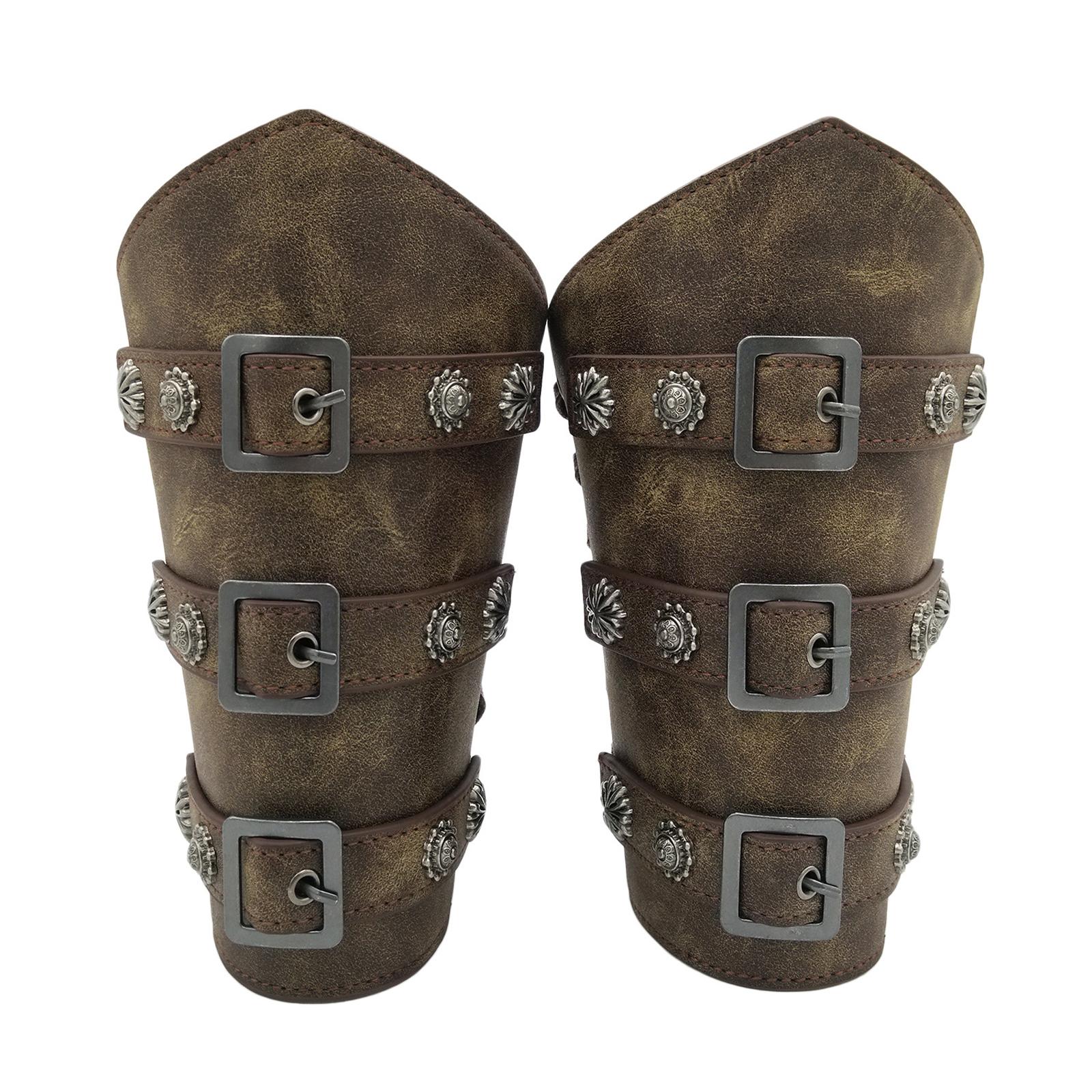 2Pcs Ancient Medieval Bracers Adjustable Costume Men Wristband Bronze