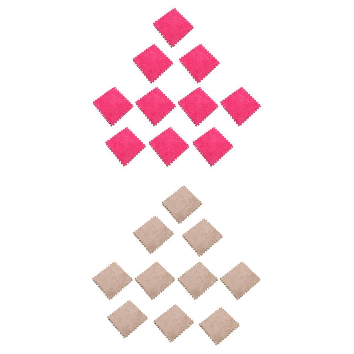 20Pcs EVA Interlocking Puzzle Exercise Mat Baby Crawl Mat, Beige Rose Red