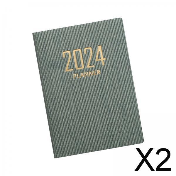 2xSchedule Notebook Monthly Planner Appointment Calendar Diary Journal Durable Green
