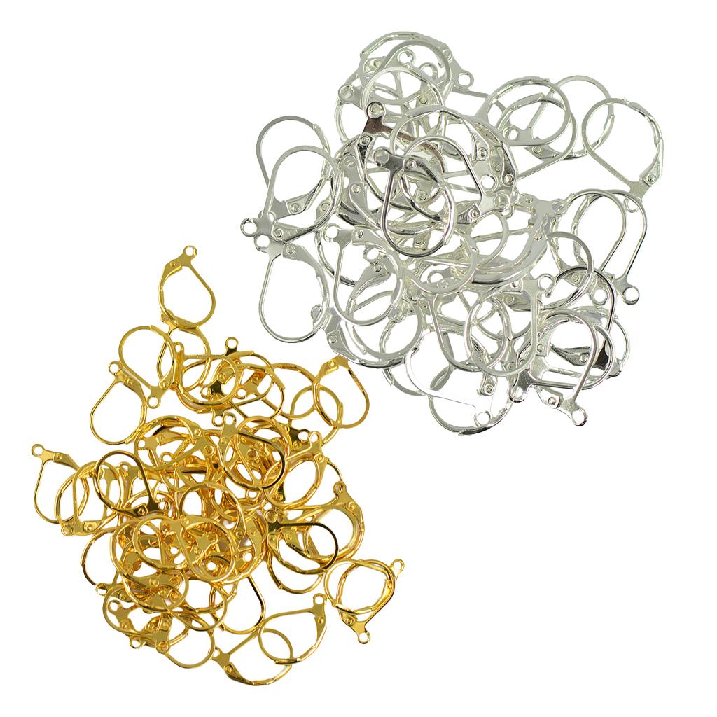 100 Piece Brass French Earring Hook Lever Back Earwires Findings DIY Craft