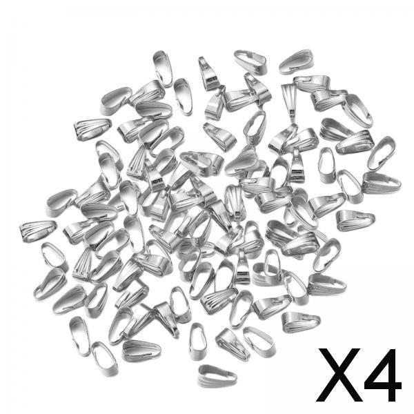 4x200x Pinch Bails Pendant Clasp Metal Connectors for DIY Craft Jewelry Making Silver