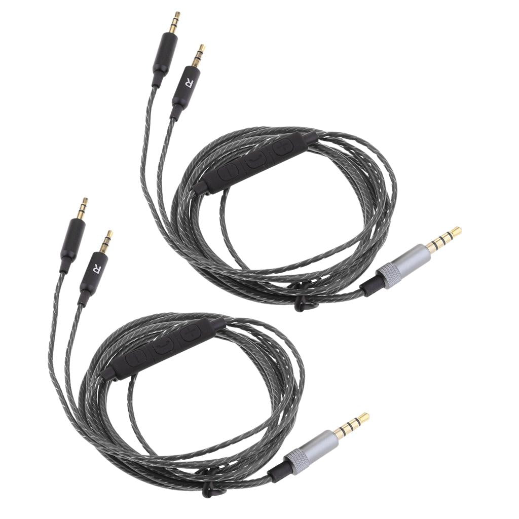 2 Pieces 3.5mm to 2.5mm Cable with Mic for Sol Republic Headphones Black