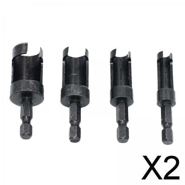2x4 Pieces of Plug Wood Cutter Tool Set Hex Shank Drill Bit Set Carbon Steel