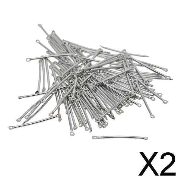 2x100 Pieces Silver Metal Bar Straight Connector Dangle Charms DIY Making 25mm
