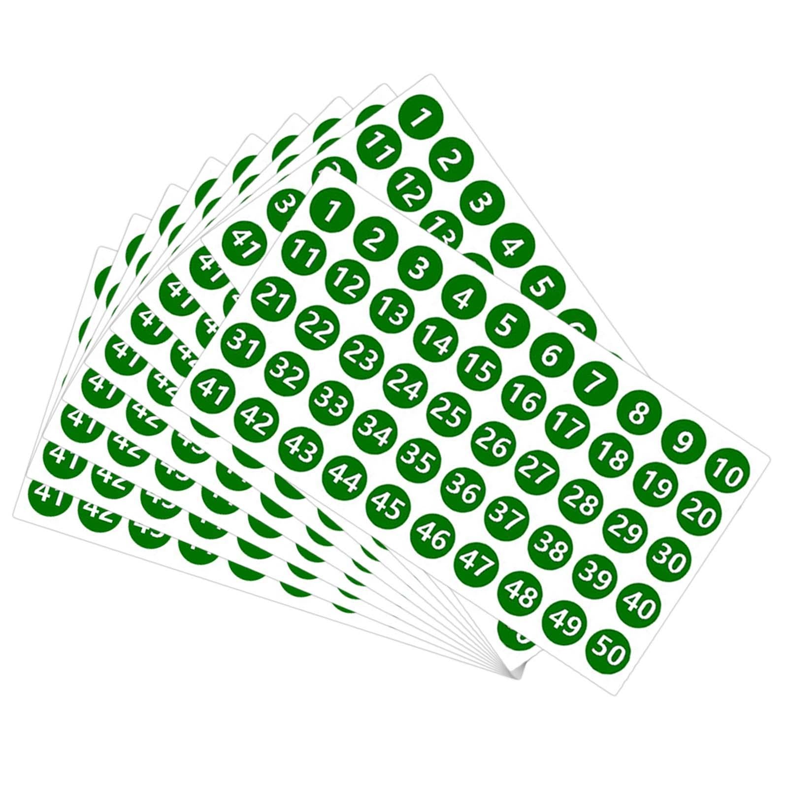 Number Inventory Stickers Round Labels for Letter Sales Bags Food Containers green
