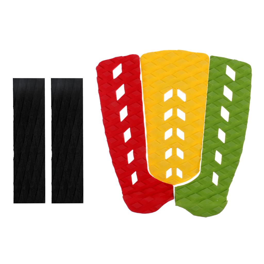 3 Pieces Surfboard Traction Pad with 2 Pieces Traction Funboard Pad Bar Grip