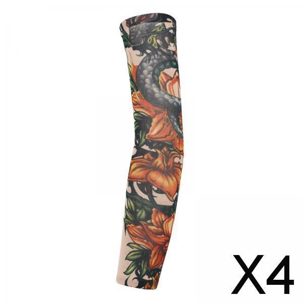 4xUnisex Cooling Arm Sleeves Tattoo Cover up for Walking Basketball Tennis T