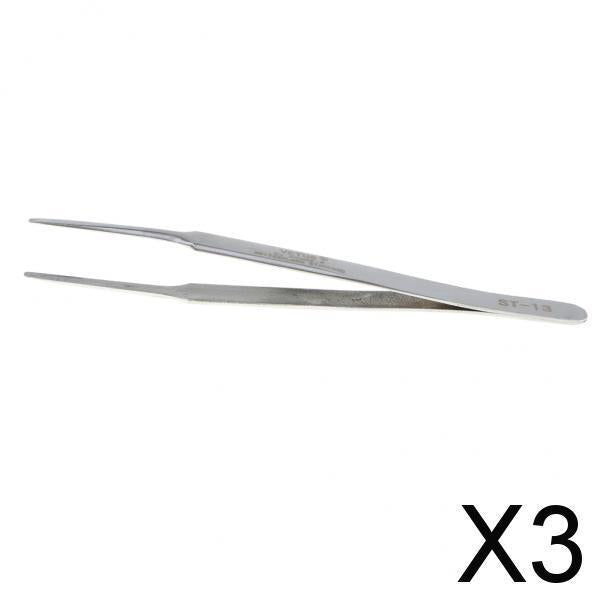 3xPrecision Stainless Steel Tweezers for Phone Repair Tool Narrow Round Head