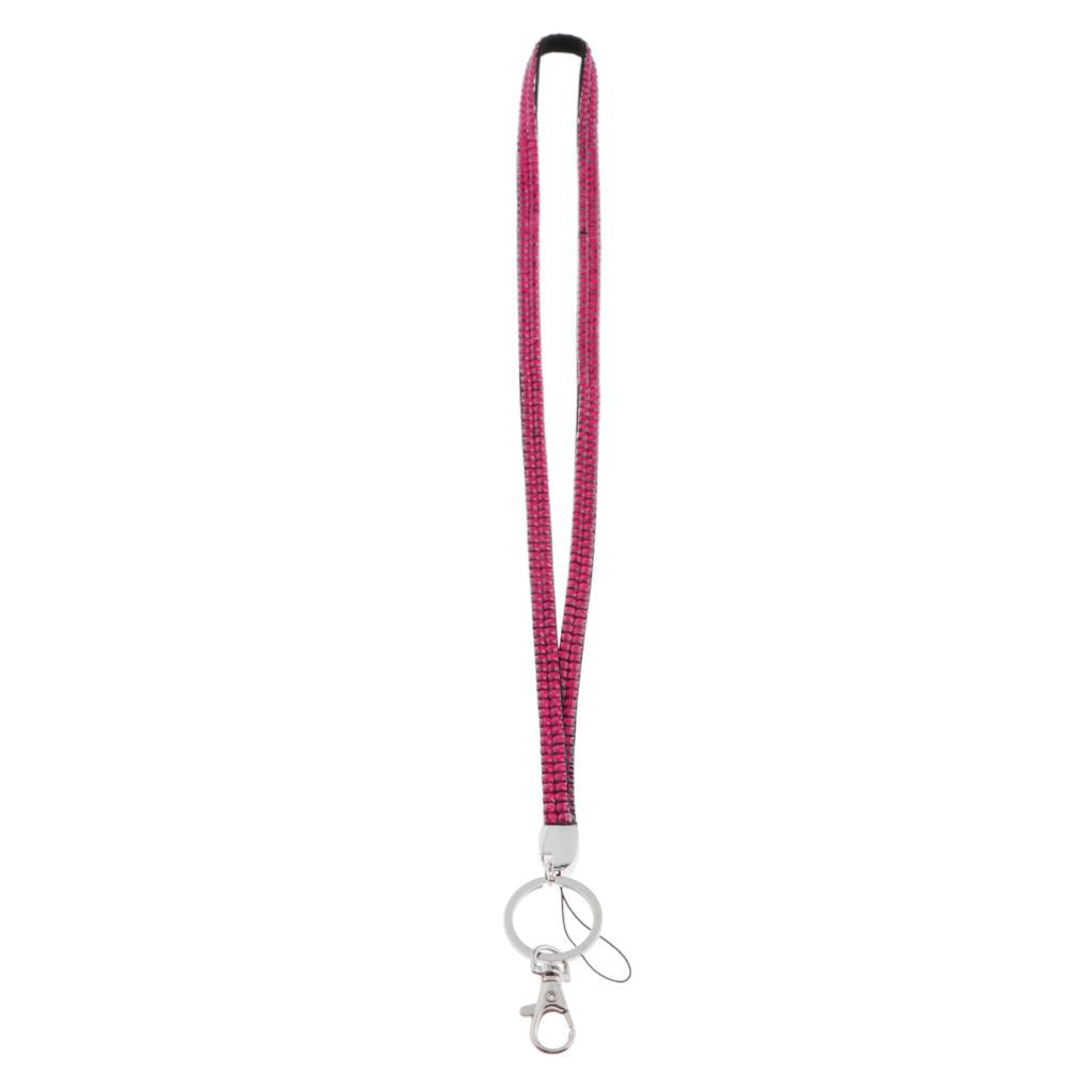 Lanyard ID Badge Card Holder Strap Sparkling Phone Neck Straps Rose Pink