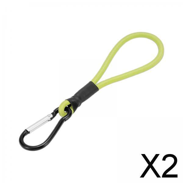 2xBungee Cord with Carabiner Elastic Rope Portable for Outdoor Tents Tarpaulin Fluorescent Green