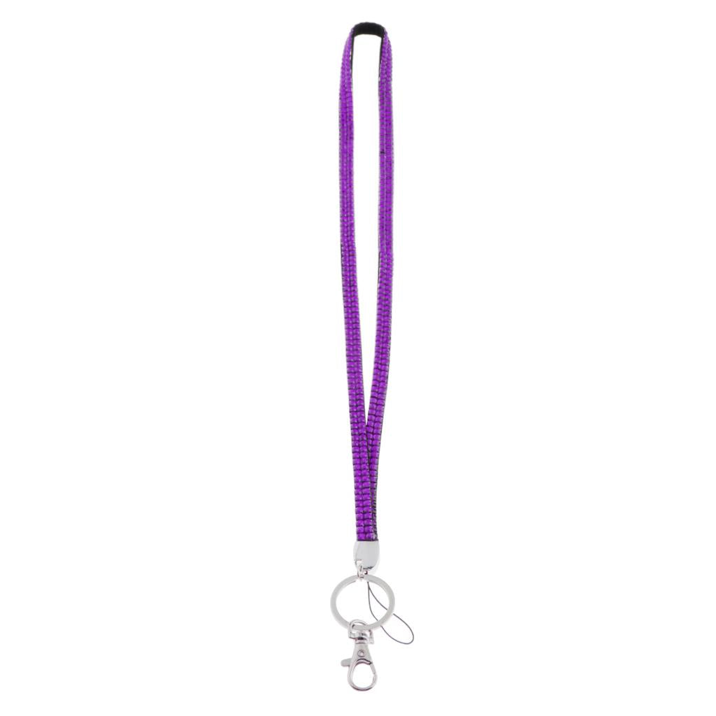 Lanyard ID Badge Card Holder Strap Sparkling Phone Neck Straps Purple