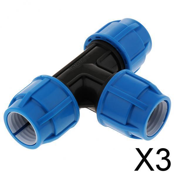 3xPE Quick Connect Push Tube Tee Union Coupler Pneumatic Push in Fitting 32mm