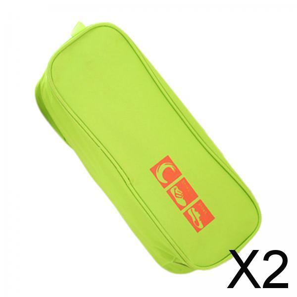 2xTravel Shoe Bag for Packing Oxford Fabric with Zipper Lightweight Shoe Pouch Green