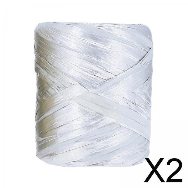 2xRaffia Paper Ribbon Packing Paper Twine Ribbon for Packing Wrapping Bouquets Argent