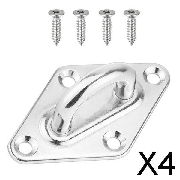 4xStainless Steel Diamond Shaped Pad Eye Plate Boat Deck Hinge Hardware 79mm