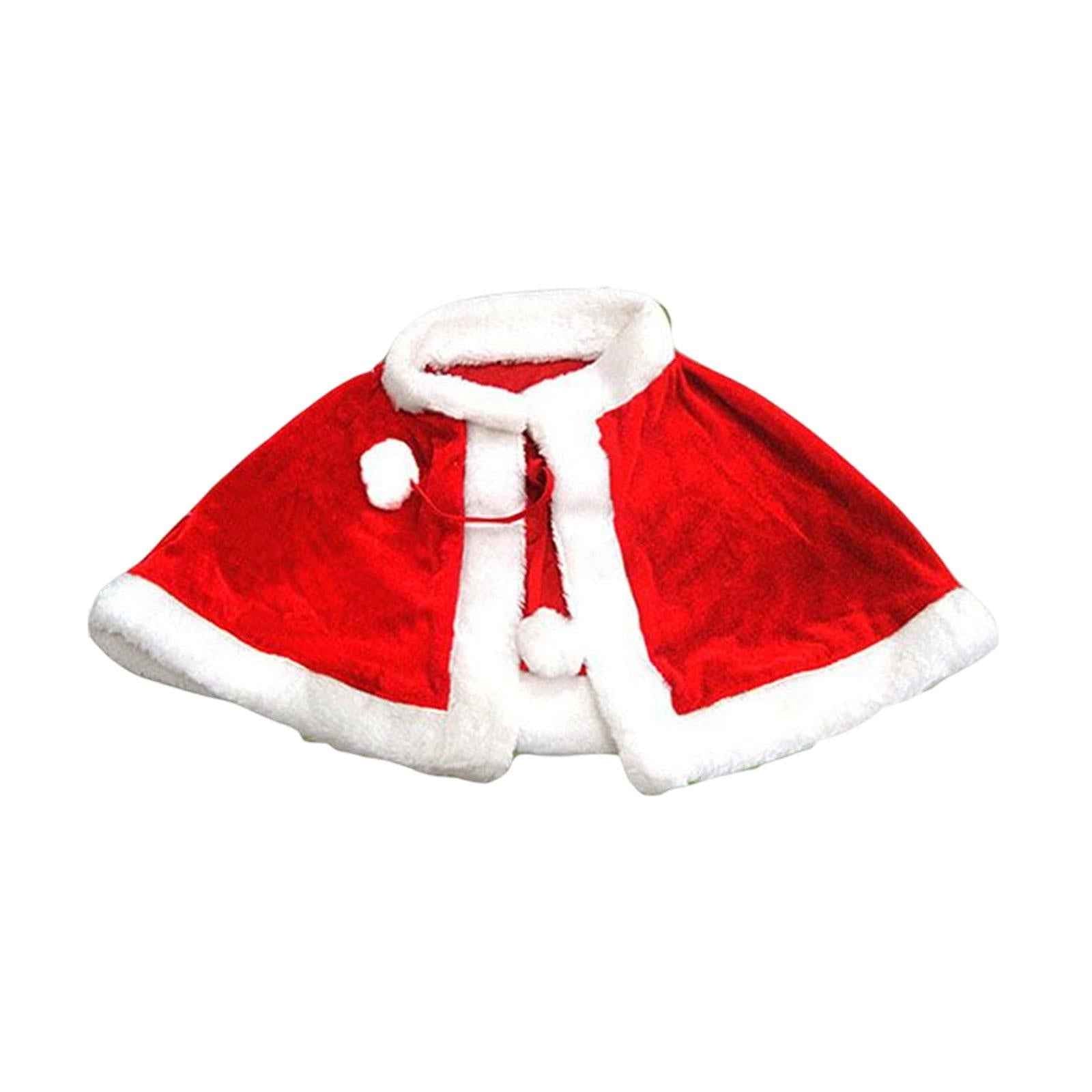 Red Velvet Cape Dress up Christmas Costume Cloak for Carnival Xmas Supplies Kid