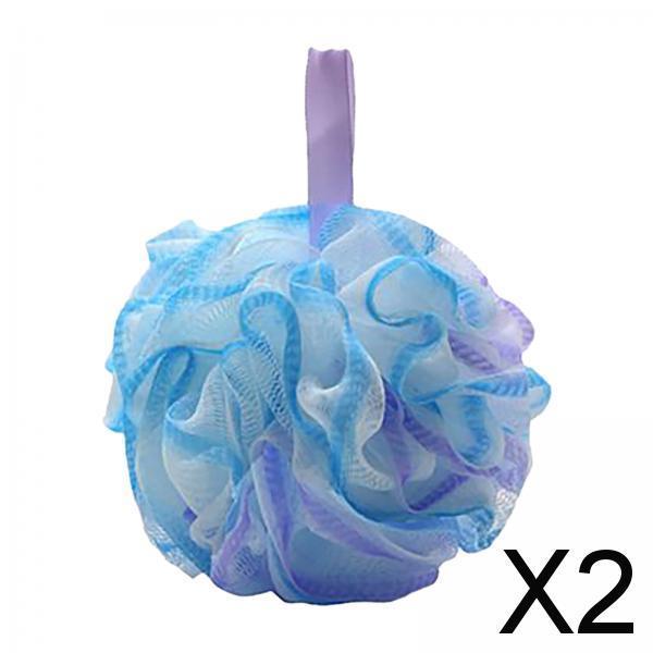 2xBath Sponge for Women Men Shower Pouf Net Body Scrubber Shower Loofah Sponge Violet