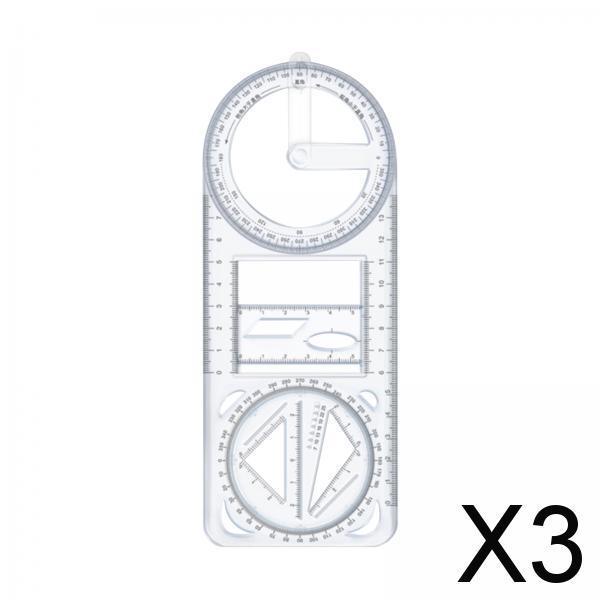 3xMultifunctional Geometric Ruler Mathematics Drawing Template for Woodworking style A