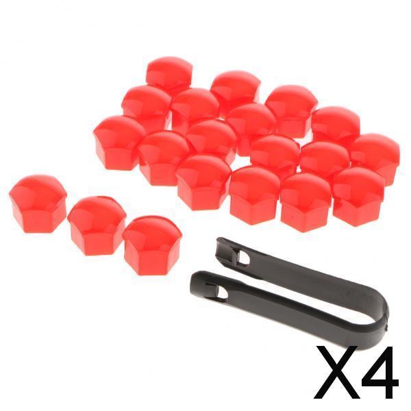 4x20Pcs Car Truck Wheel Tyre Center Hub Screw 19mm Protect Cap Red