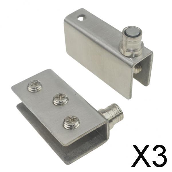 3x2PCS Stainless Steel Door Glass Pivot Clamps Cabinet Door Hinge M
