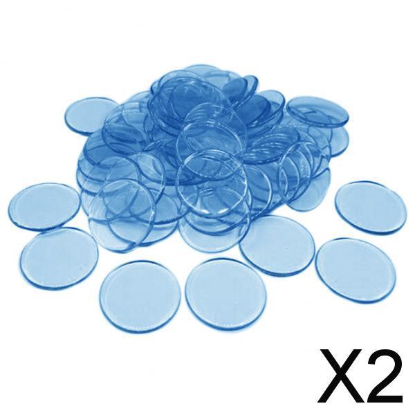 2x100pcs Poker Chips Coins Casino Supply Family Games Accs blue