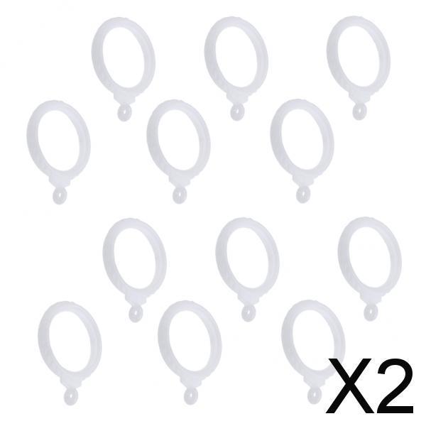 2x12Pcs Curtain Hook Silent Sliding Rod Ring Shower Curtain Hanger White