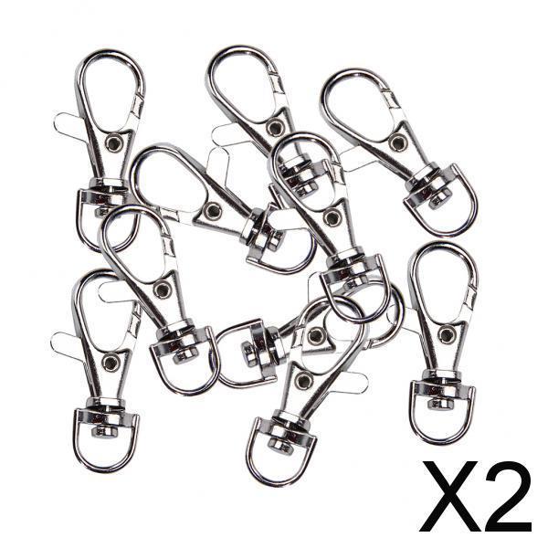 2x10 Pieces Silver Swivel Clasps Lanyard Snap Hook Lobster Claw Clasp Findings